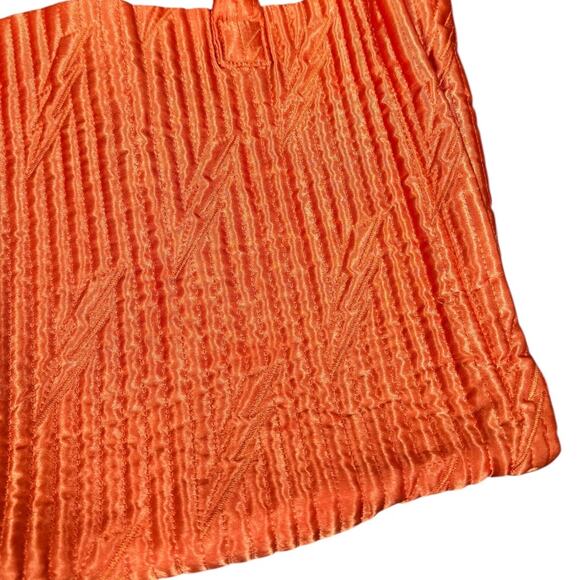 Urban Outfitters Orange Quilted Satin Tote Bag Lightning Bolt Graphic Design - Picture 3 of 9